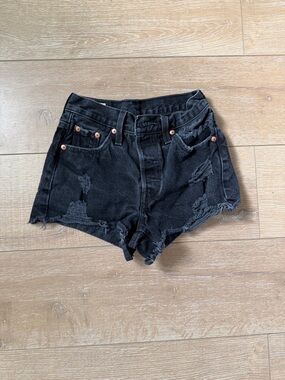 Levi's Black Distressed Jean Shorts